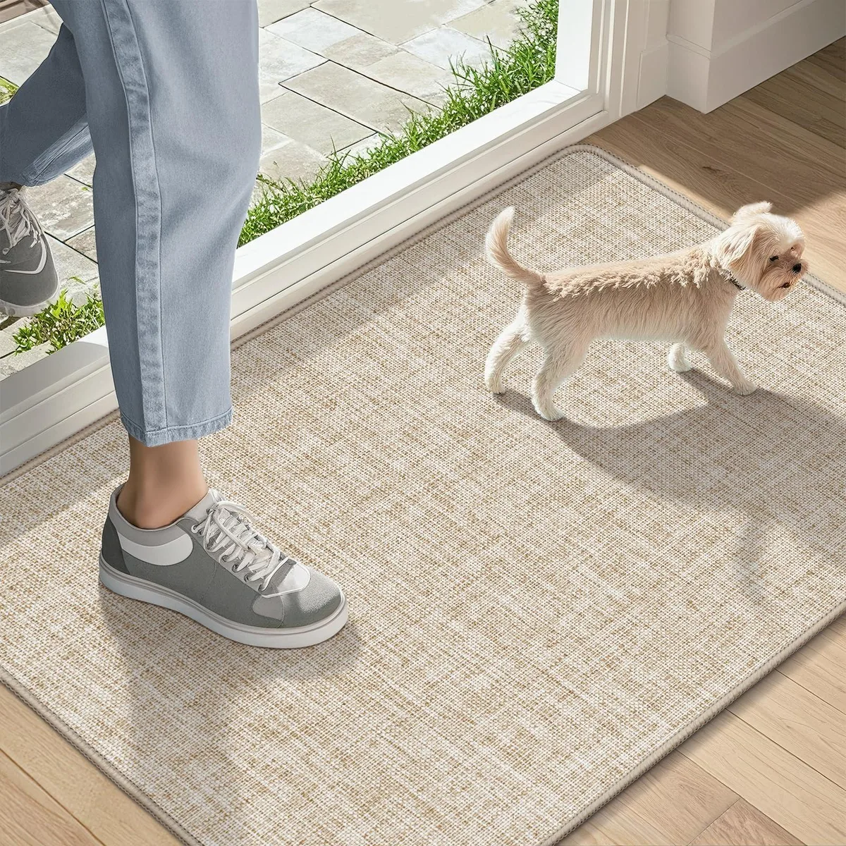Khaki low-profile door mat 17 by 29 inches .15 inch thick .44 kg
