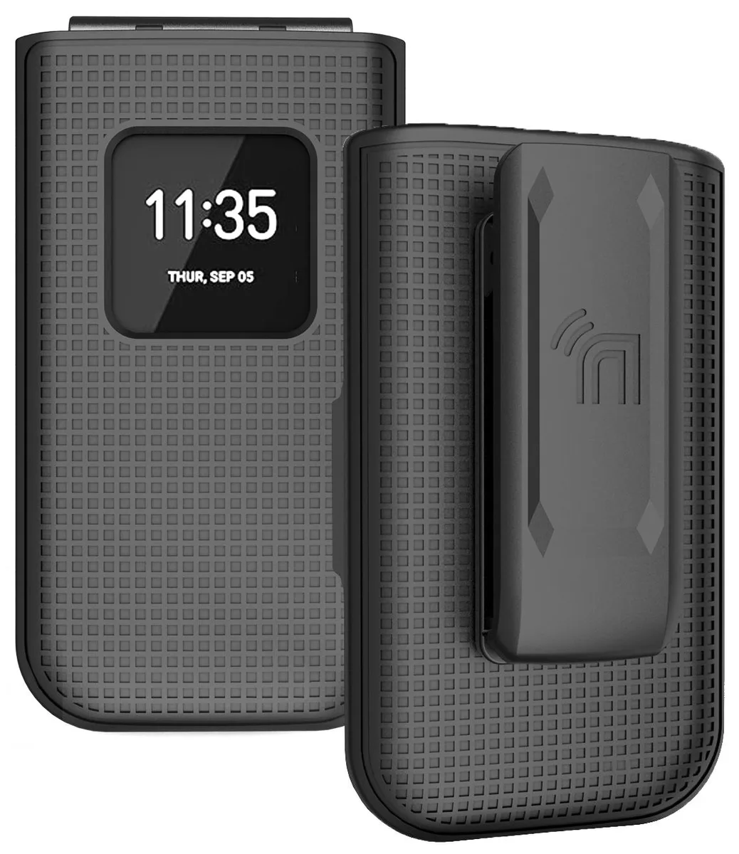 Nakedcellphone Nakedcellphone Grid Case + Belt Clip Holster Combo for Verizon Nokia 2720 V (TA-1295) Black — product photo