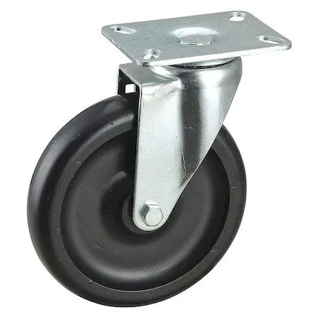 Swivel plate caster with six inch polyolefin wheel