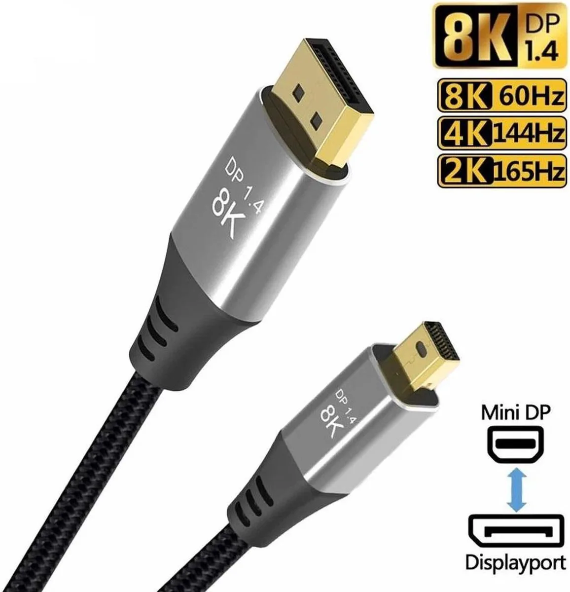 Vszerda Vszerda Mini DP to DisplayPort cable DP1.4 8K 60Hz 4K 144Hz 10 ft — product photo