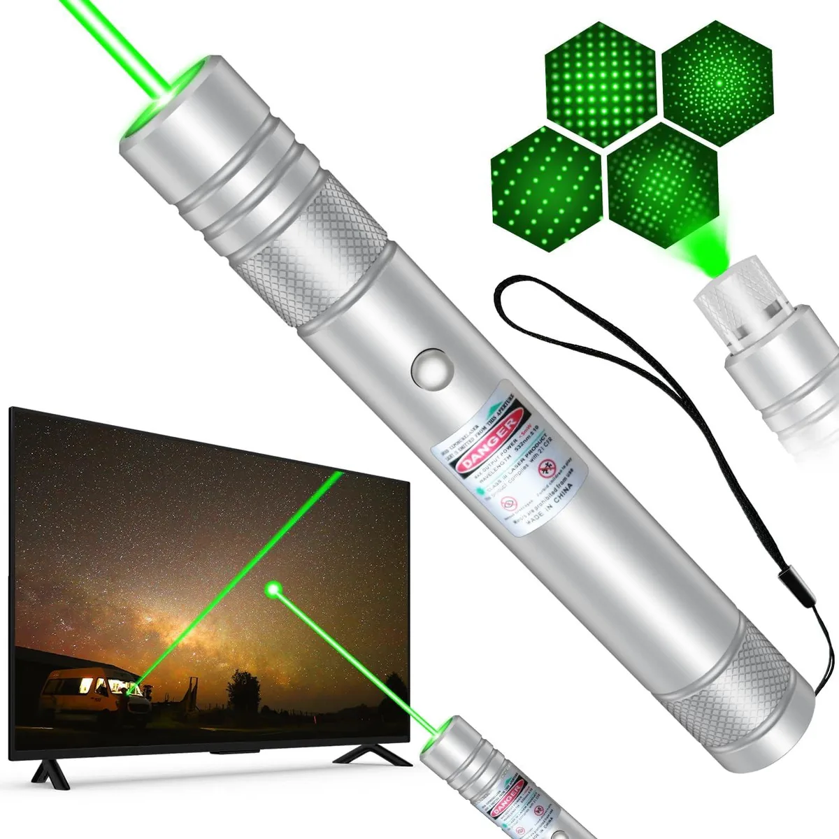 KEHIPI KEHIPI Green Laser Pointer Silver 5000 ft Bluetooth Presentation Remote — product photo