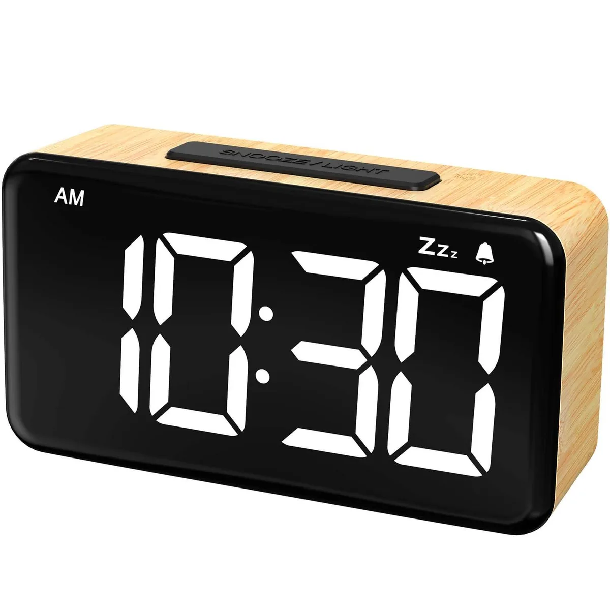 Emerson 5252 Digital Alarm Clock 5.9" LED 70/85dB 5-Level Brightness 9-Min Snooze 12/24H USB Powered White — product photo
