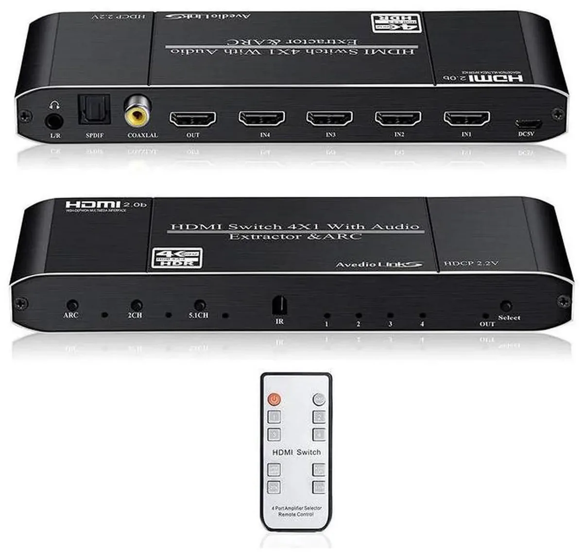 SMUGDESK SMUGDESK Torpedo Nova 4x1 HDMI Switch with ARC Audio Extractor — product photo
