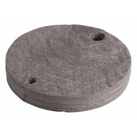 Gray circular polypropylene sorbent pads 22 in diameter pack of 25