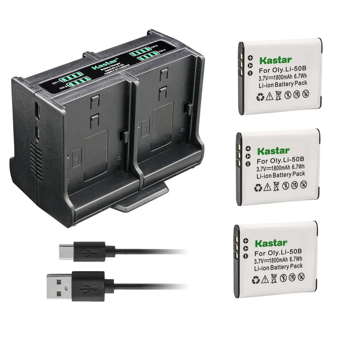 Kastar Kastar 3-Pack NP-SP70 Battery &amp; Quadruple Charger — product photo