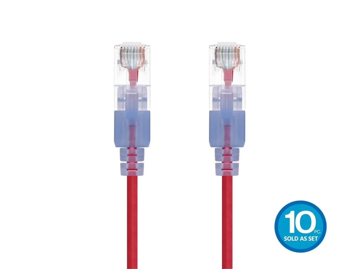 Monoprice Inc. Monoprice 116344 Cat6A Ethernet Patch Cable 1.524m Red 10 Pack SlimRun 30AWG — product photo