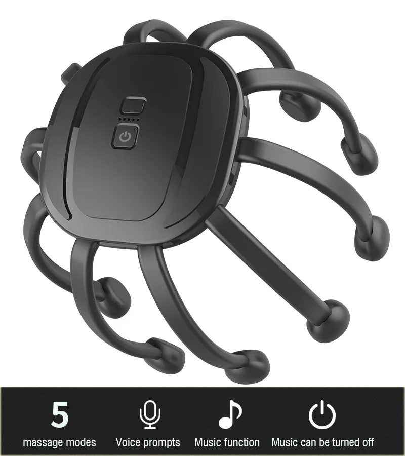 BONAEVER BONAEVER Electric Scalp Massager with Bluetooth Speaker 14 Claws Black — product photo