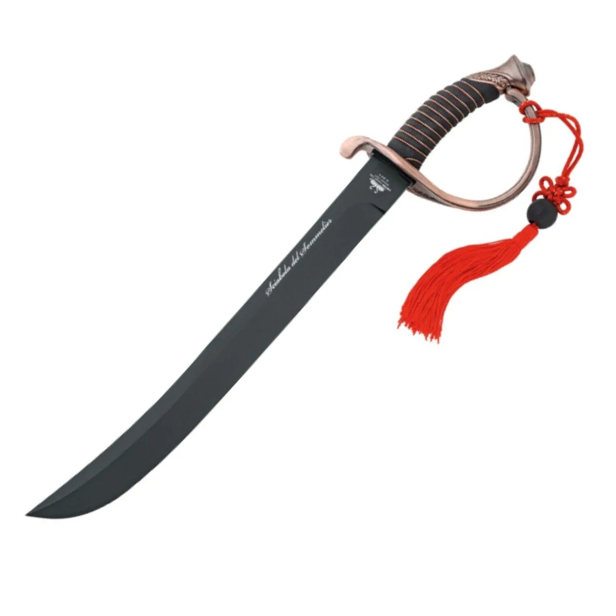 Stainless steel sommelier sabre with black PTFE coating in wooden gift box