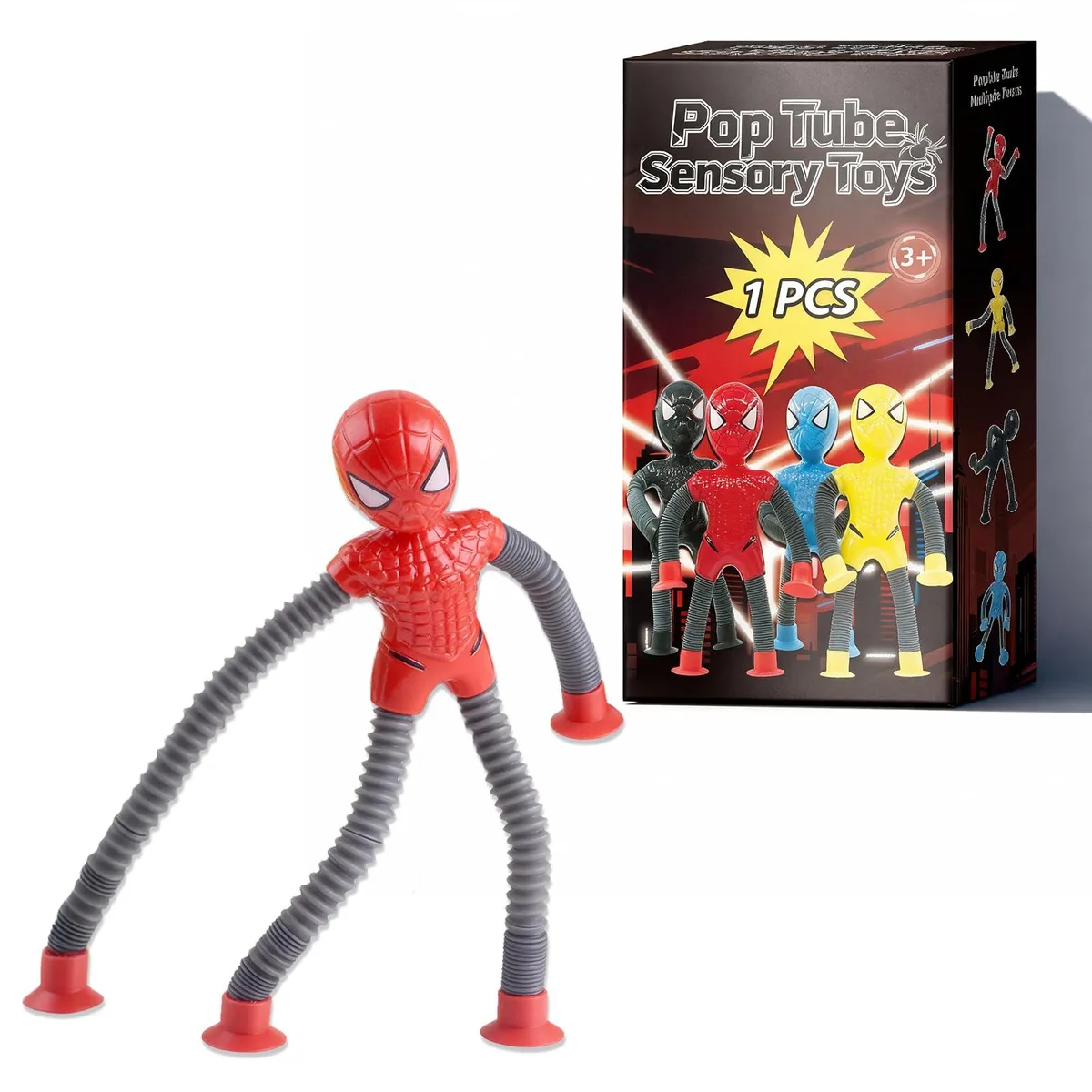  Red Hero Sensory Pop Tubes Single Suction Fidget Toy — product photo