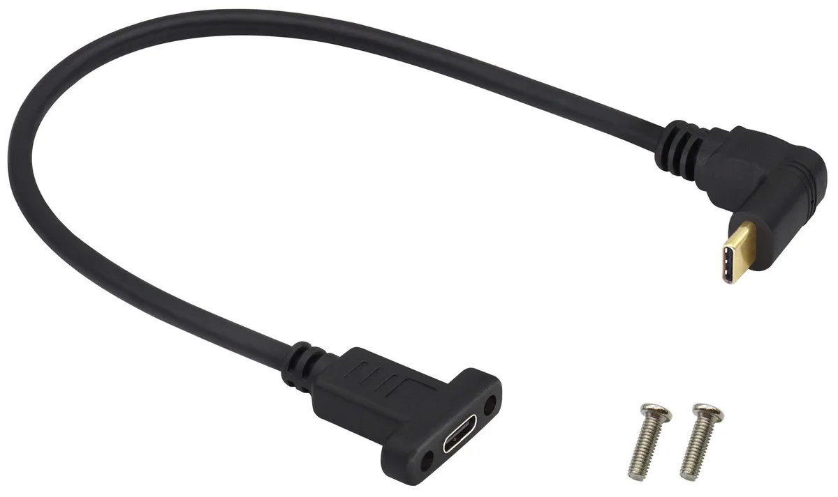 BUCIER BUCIER USB 3.1 Type C Up&amp;Down Angle 90 Degree Panel Mount Cable 0.3m — product photo