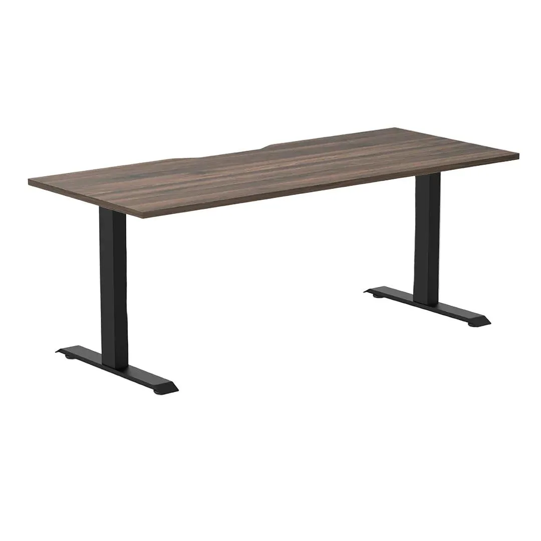 Desky Desky Zero Scalloped Laminate Office Desk Jarrah Legno Matte Black 70.9 x 29.5 in — product photo
