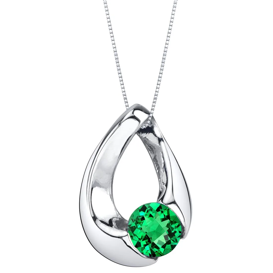Oravo Oravo Sterling Silver Simulated Emerald Pendant Necklace 18" .75 ct .925 — product photo