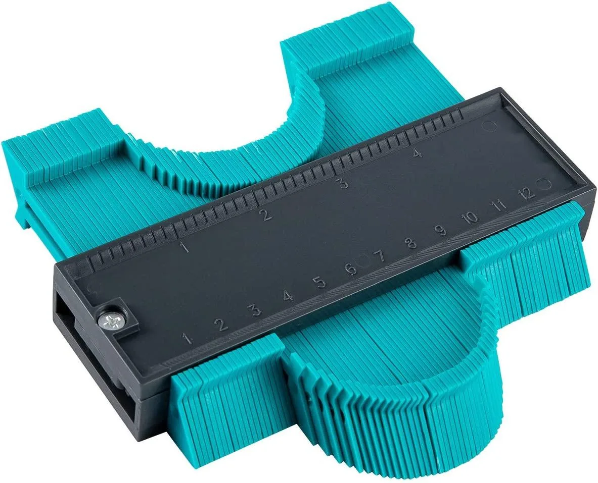 Five-inch plastic contour gauge with sliding pins and metric-imperial scale