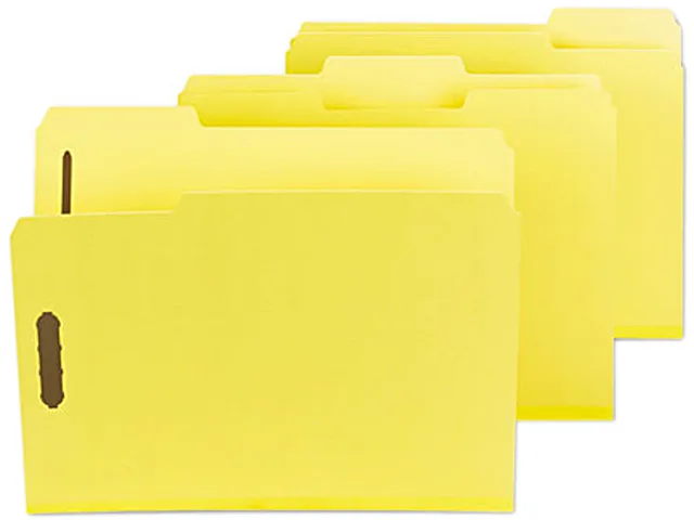 Smead Smead 14939 pressboard fastener file folder, letter, 1/3 cut, yellow, 25 per box — tuotekuva