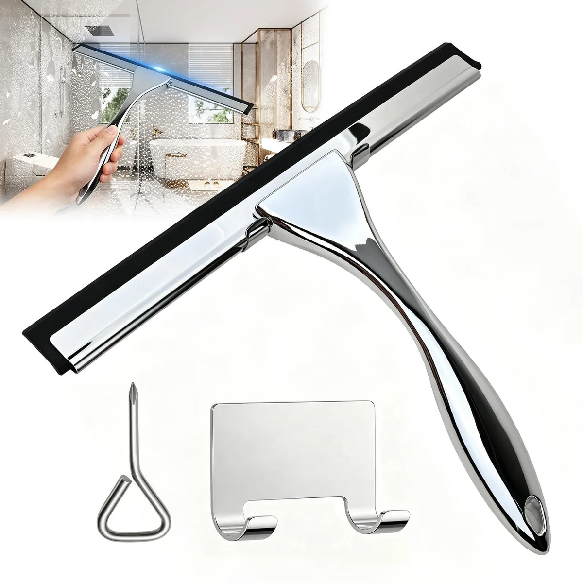 LANGSH Stainless Steel Squeegee 10 Inch Silicone Applicator Silver — product photo