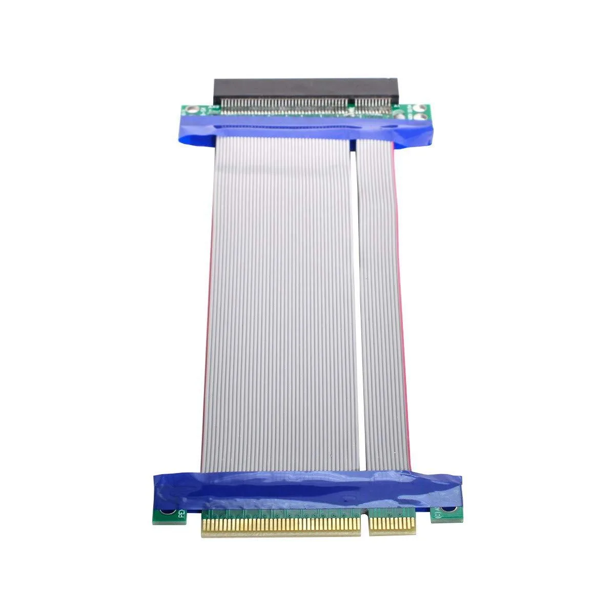 Flat beige ribbon cable with black 8x PCIe connectors at each end, 20 cm long
