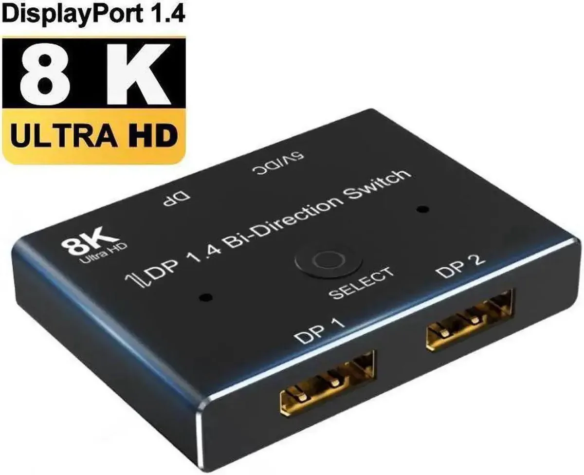 SMUGDESK SMUGDESK Bi-Directional DP 1.4 Switch 2X1/1X2 32.4Gbps 8K@60Hz 4K@120Hz — product photo
