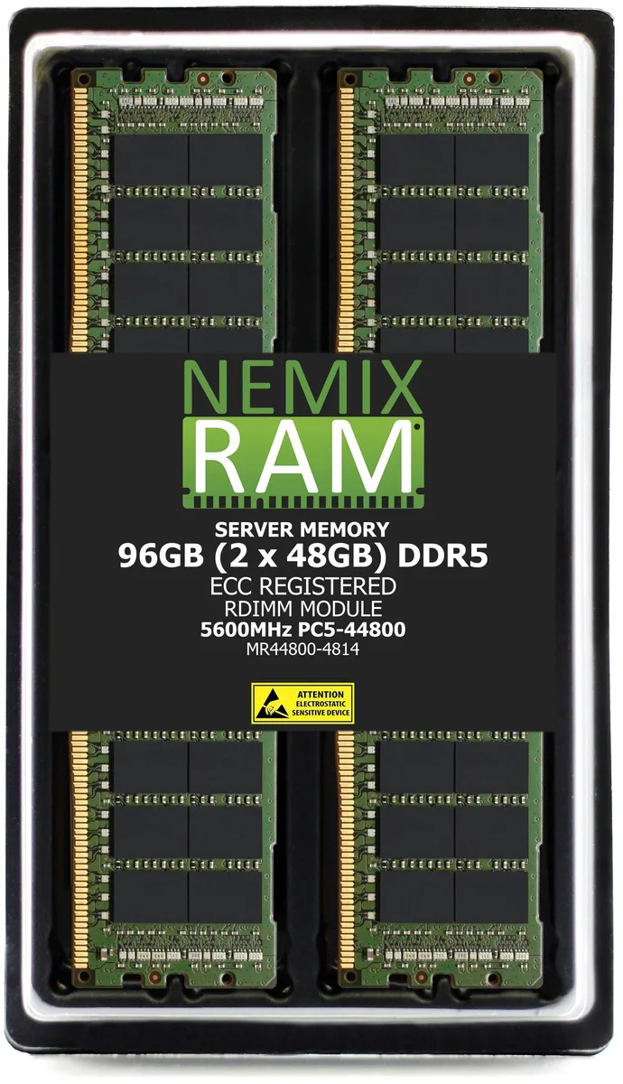 NEMIX RAM NEMIX RAM 96GB (2x48GB) DDR5 5600 CL46 ECC RDIMM for Lenovo ThinkSystem ST650 V3 memory upgrade — product photo