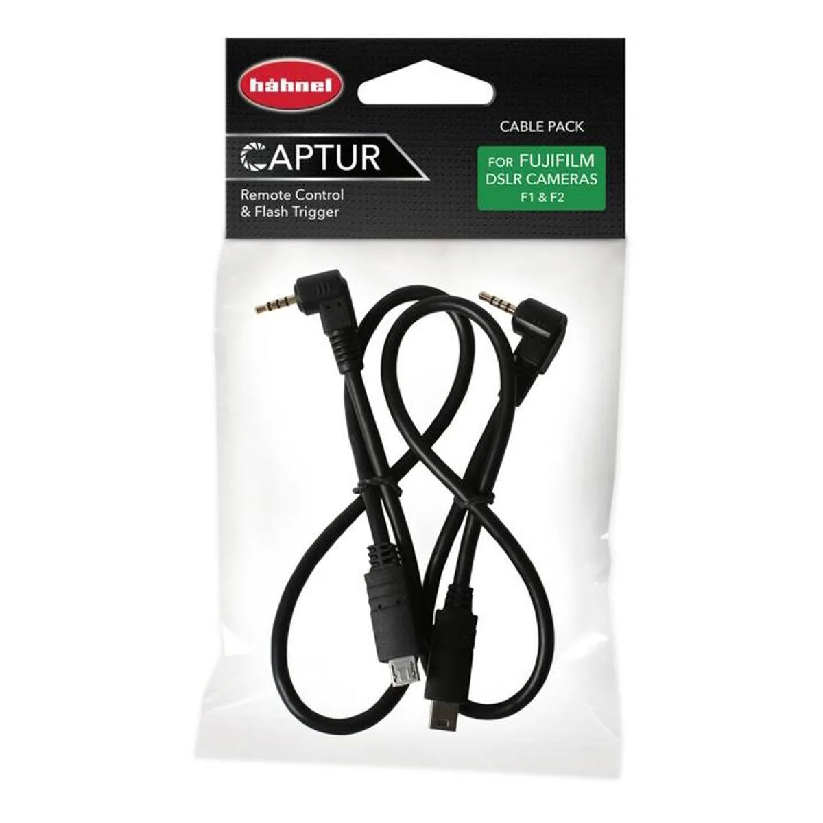 Set of coiled cables with Fuji camera connectors, black finish