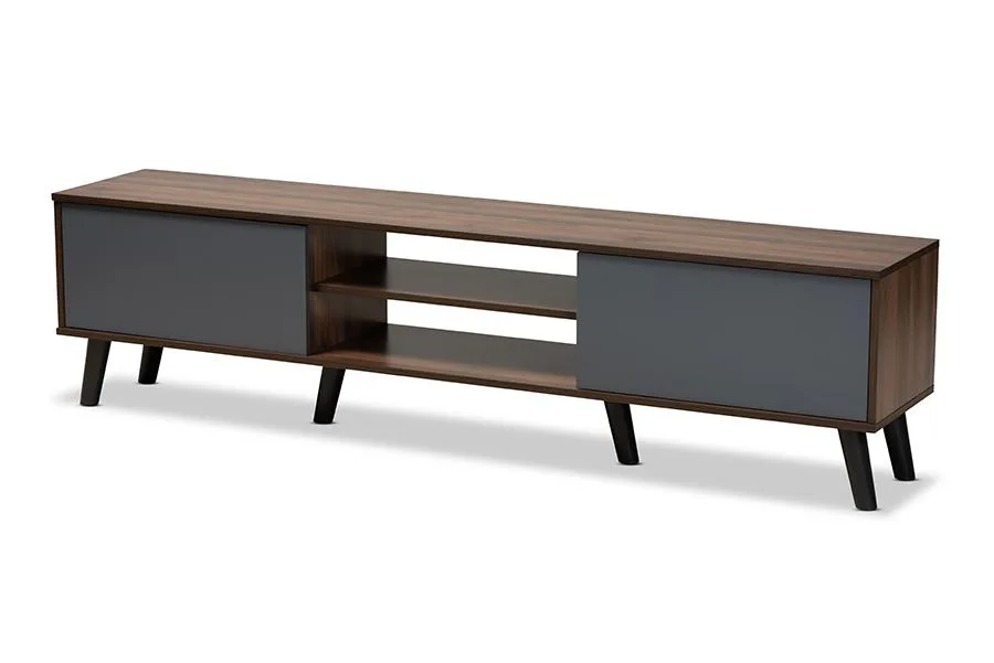 Baxton Studio Baxton Studio Clapton Multi-Tone Grey Walnut Brown Black TV Stand 70.9" Wide — product photo