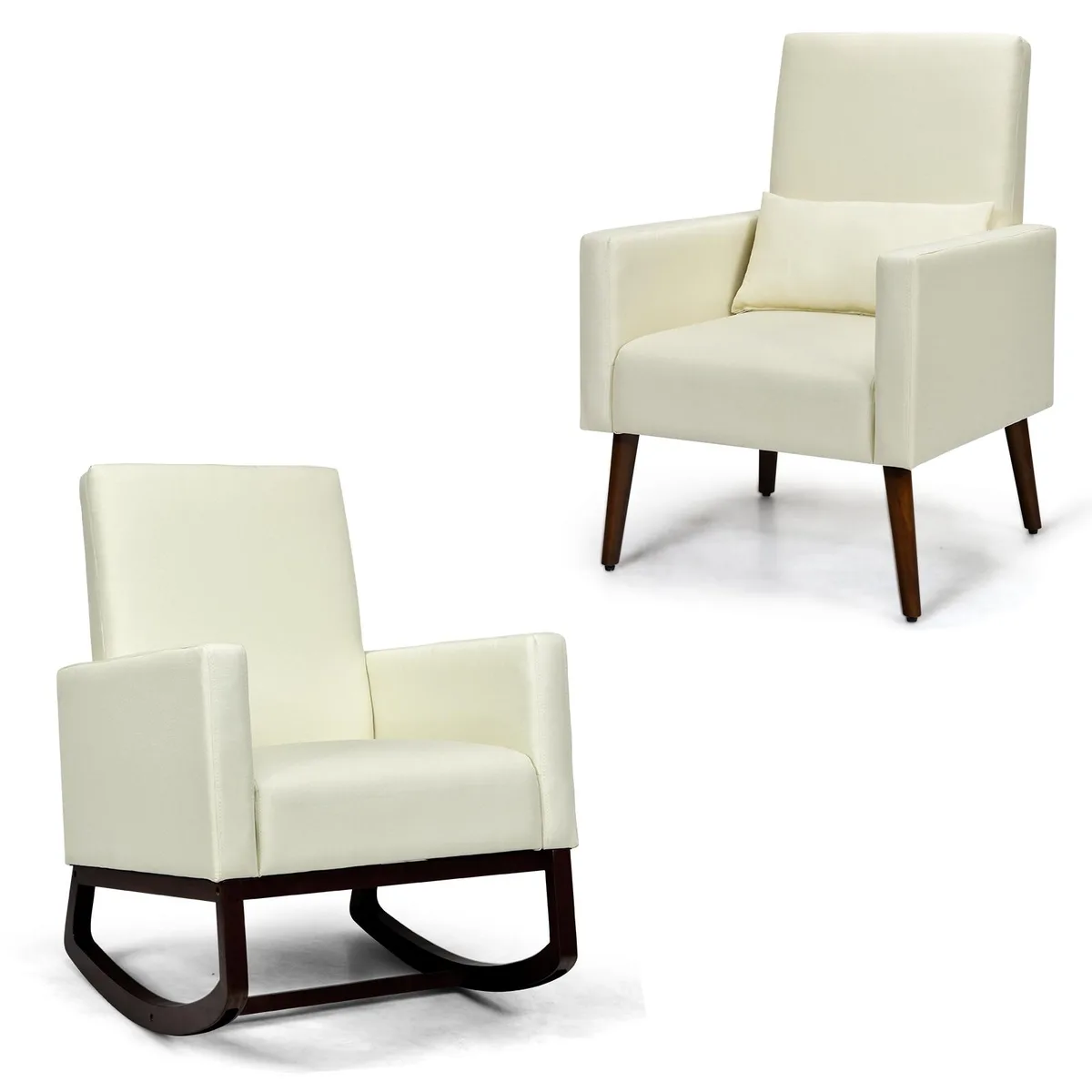 SlickBlue SlickBlue 2-in-1 Fabric Rocking Chair Beige 28x31x40 in — product photo