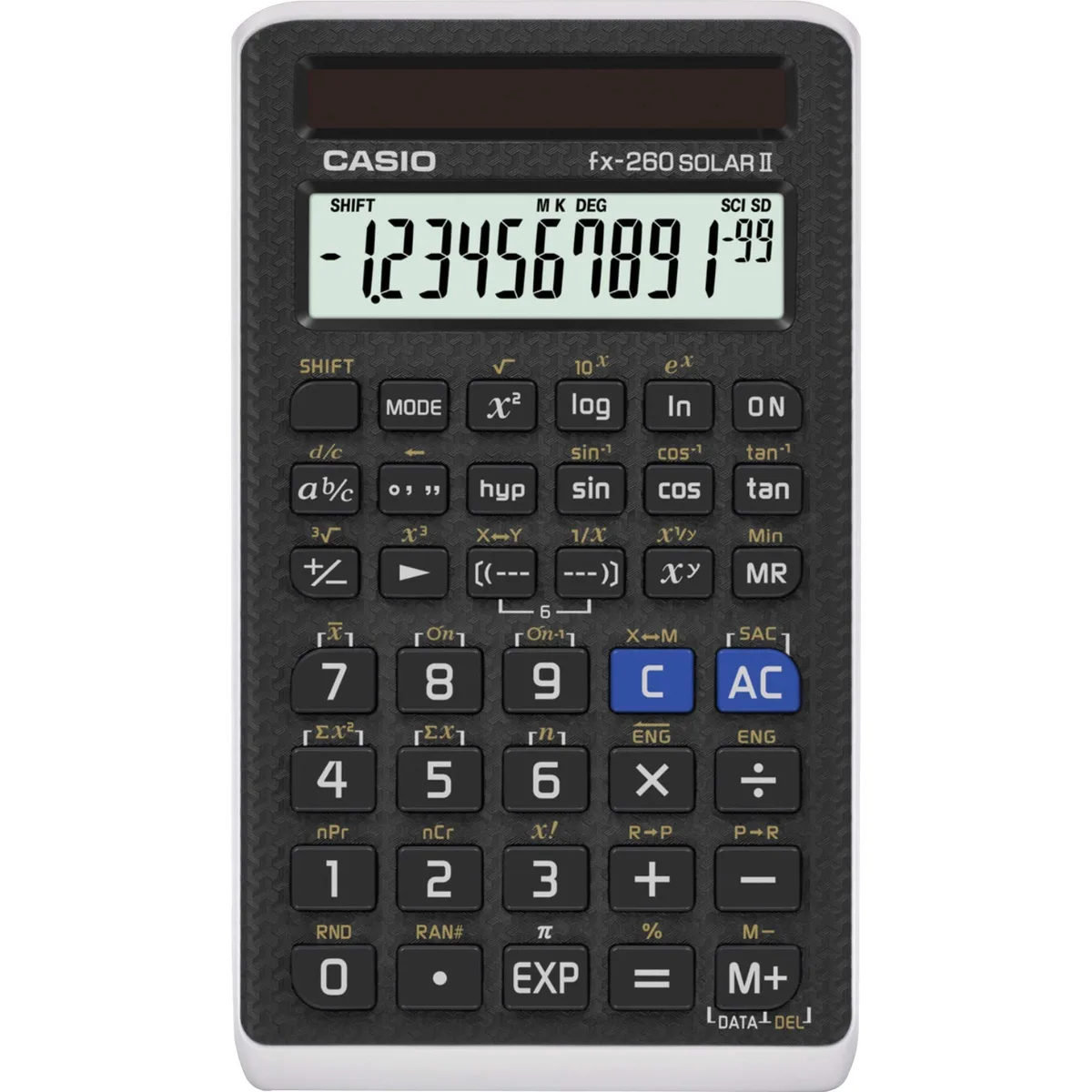 Black Casio fx-260 Solar II scientific calculator with 10-digit display