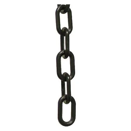 Black glossy polyethylene chain links in a 25 ft coil