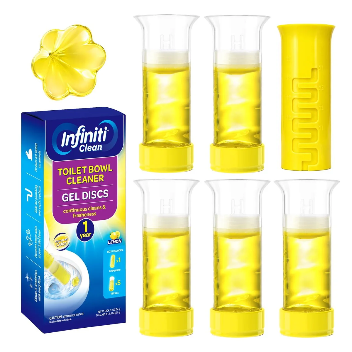 Five white 54 g tubes containing 40 flower-shaped gel stamps