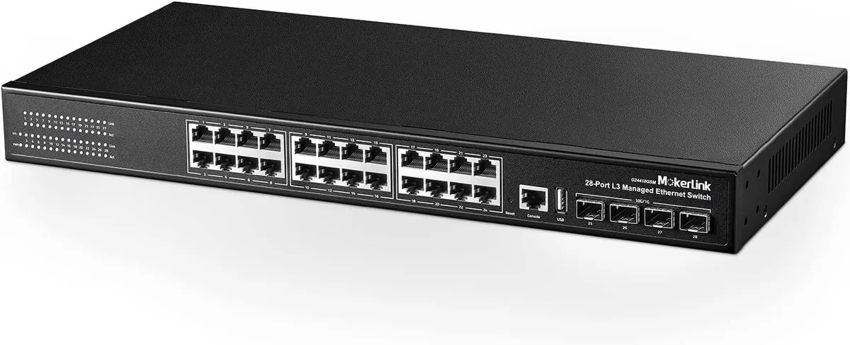 BFKK BFKK 28 Port Gigabit Managed Switch 24 GE 4 10G SFP+ L3 Fanless Rackmount — product photo