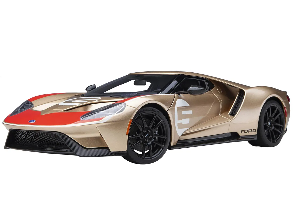 Autoart Autoart Ford GT Heritage Edition #5 "Holman Moody" Gold Metallic 1/18 Hobby Collectible — product photo