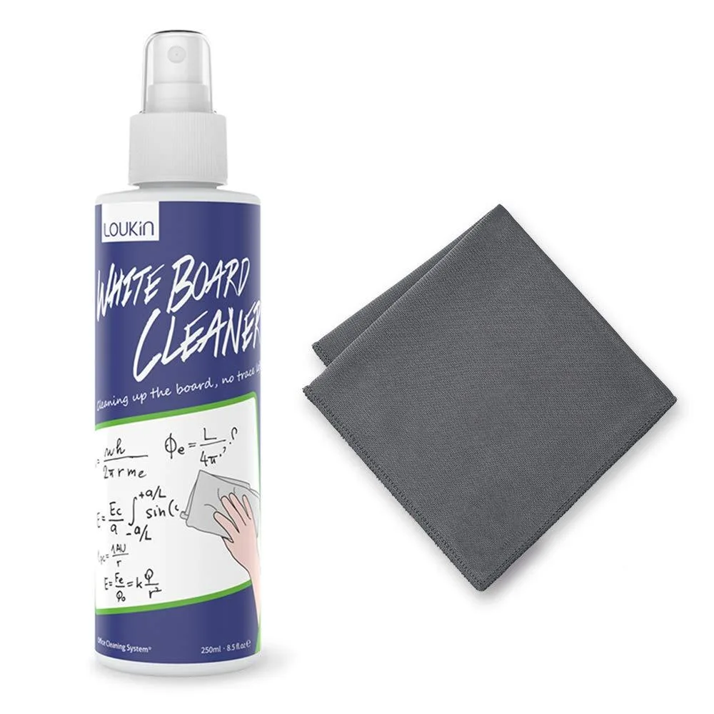 White spray bottle with microfibre cloth, 8.5 fl oz