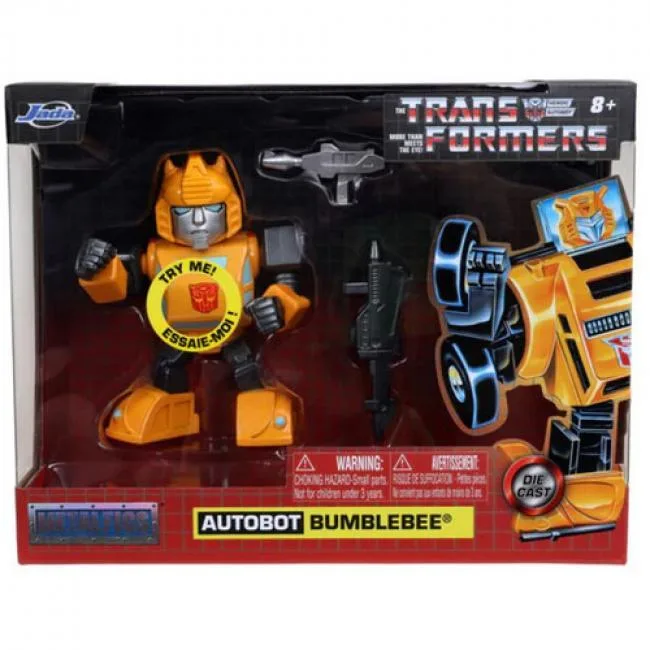 Jada Jada 31399 Transformers Metalfigs G1 Bumblebee 4 inch action figure with lights and accessories — product photo