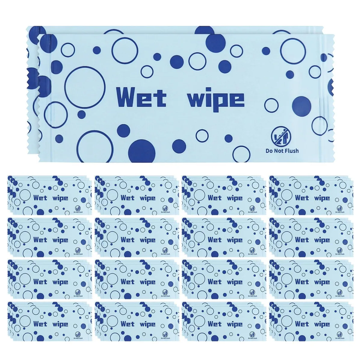 Rectangular box holding 50 sealed unscented hand wipe packets