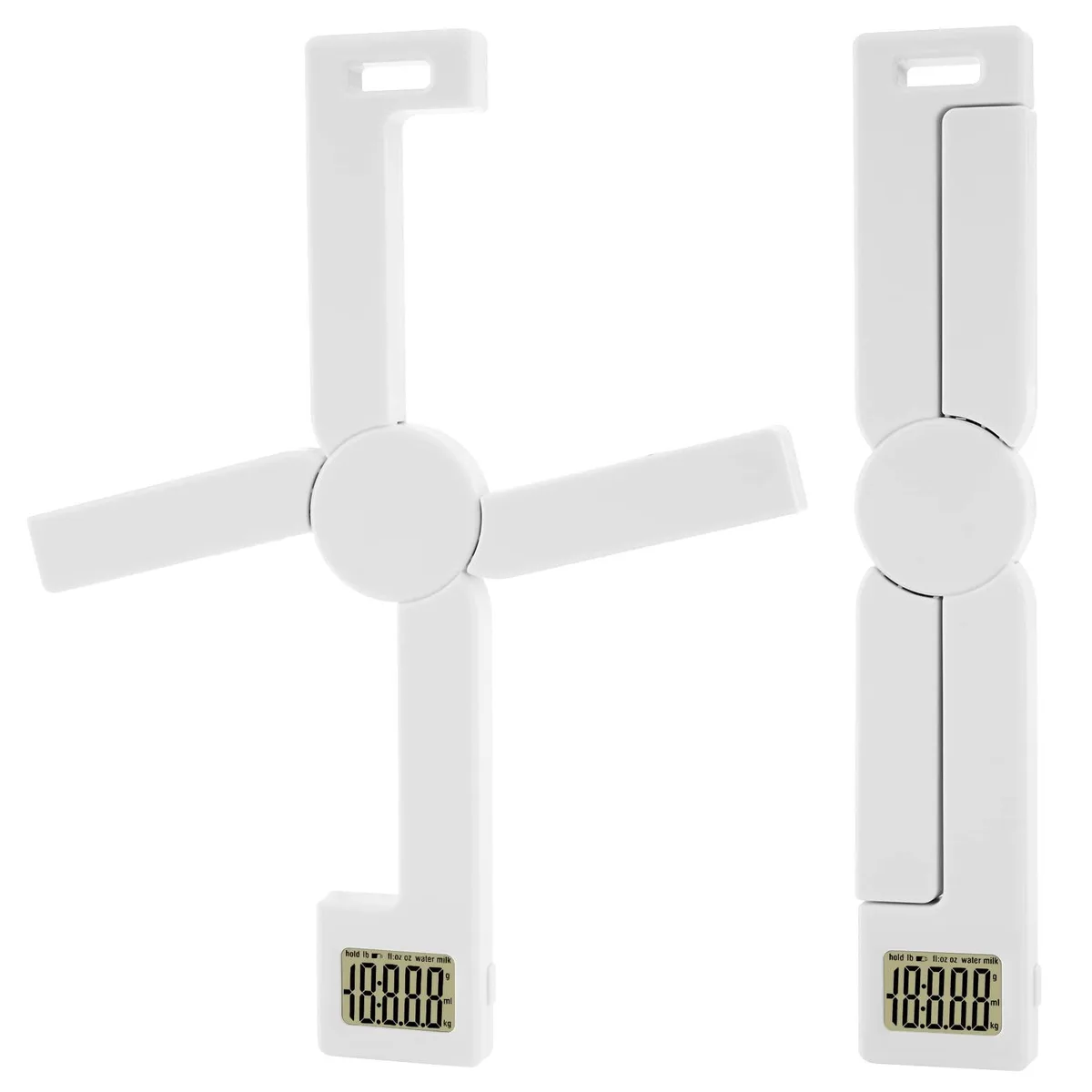 White compact folding digital kitchen scale with LCD display