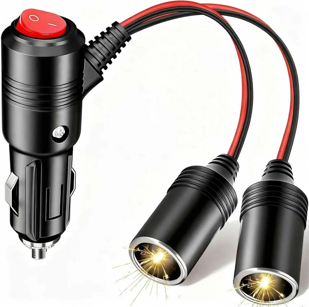  TESSAN 12V 24V Car Cigarette Lighter Splitter 1 to 2 Power Splitter Cord — product photo