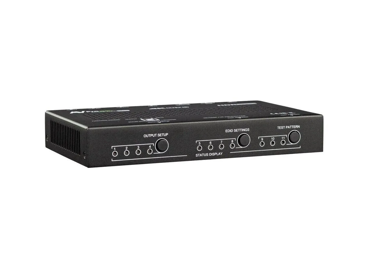 Small black box with HDMI ports and three buttons