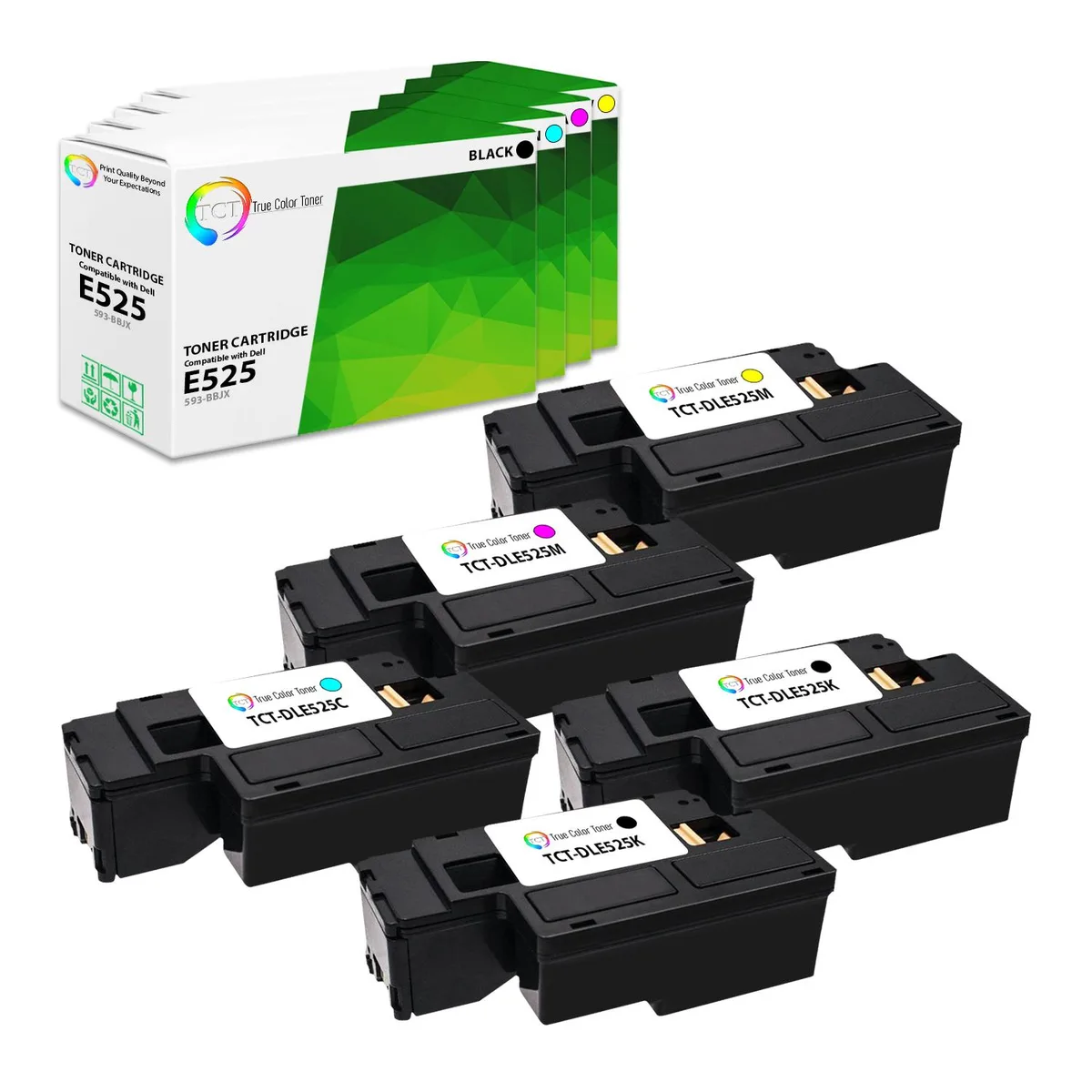 True Color Toner True Color Toner E525 5-Pack Toner Cartridge 4 Colors 2000/1400 Pages — product photo