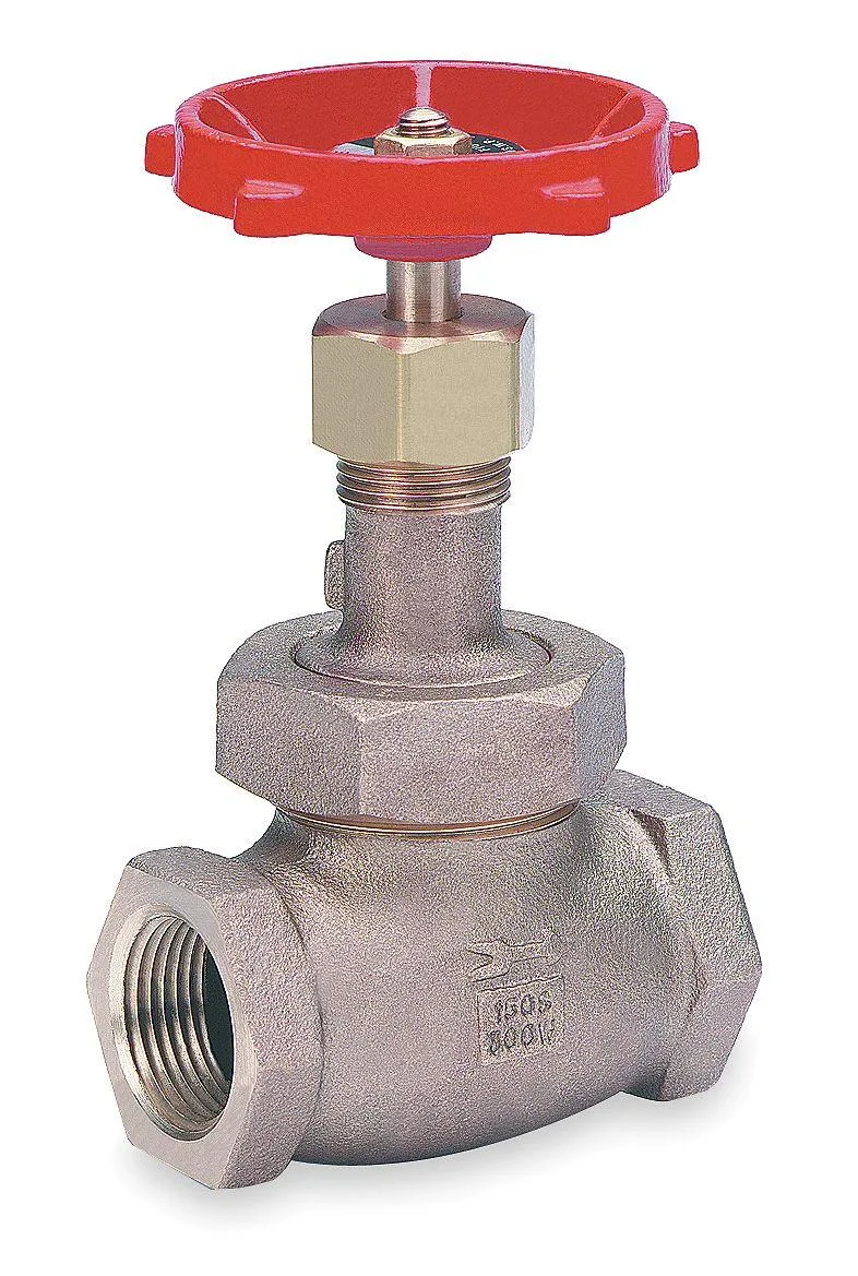 Bronze globe valve with rising stem hand wheel, FNPT connections, Class 150 rating
