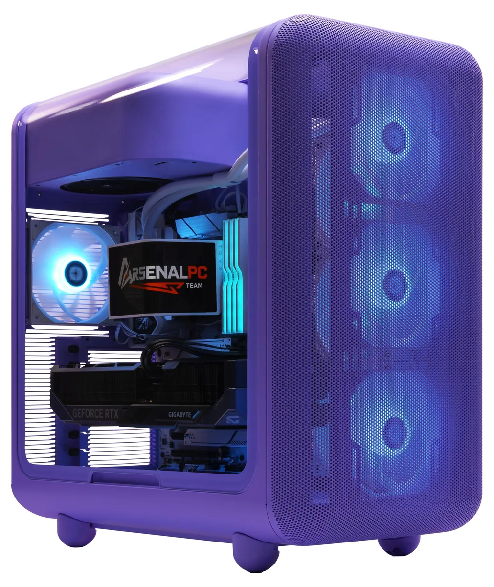 ArsenalPC ArsenalPC Hyte X50 Purple Ryzen 9 9900X3D RTX 5080 32GB 4TB NVMe gaming PC — product photo