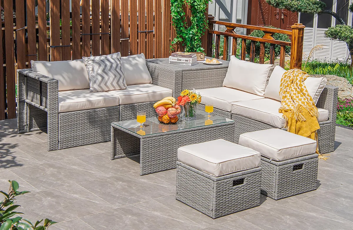 Costway Costway 8-Piece Patio Rattan Sectional Off White — product photo