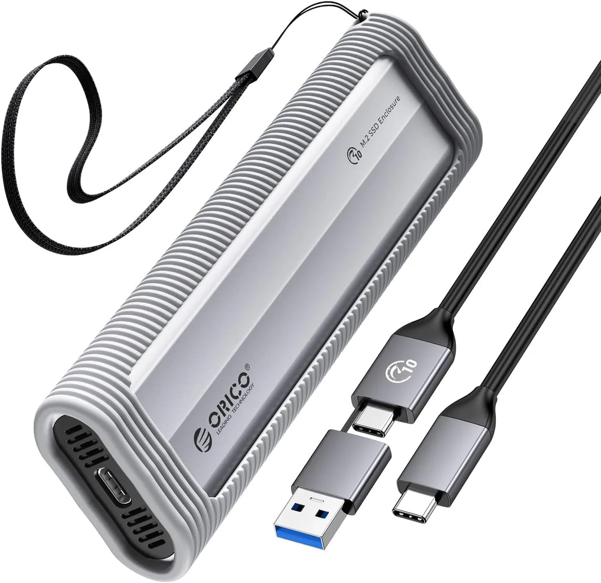Orico Orico AXM2-G2-V1-GY-BP M.2 NVMe drive enclosure 10Gbps aluminum gray — product photo