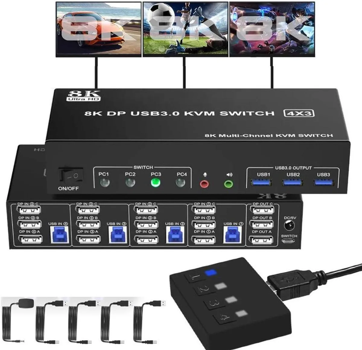 Vszerda Vszerda 4-Port 8K DP 1.4 Triple Monitor KVM Switch — product photo