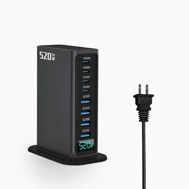 Enfain Enfain 520W GaN 8-Port Desktop Charger 4×USB-C 4×USB-A Black — product photo