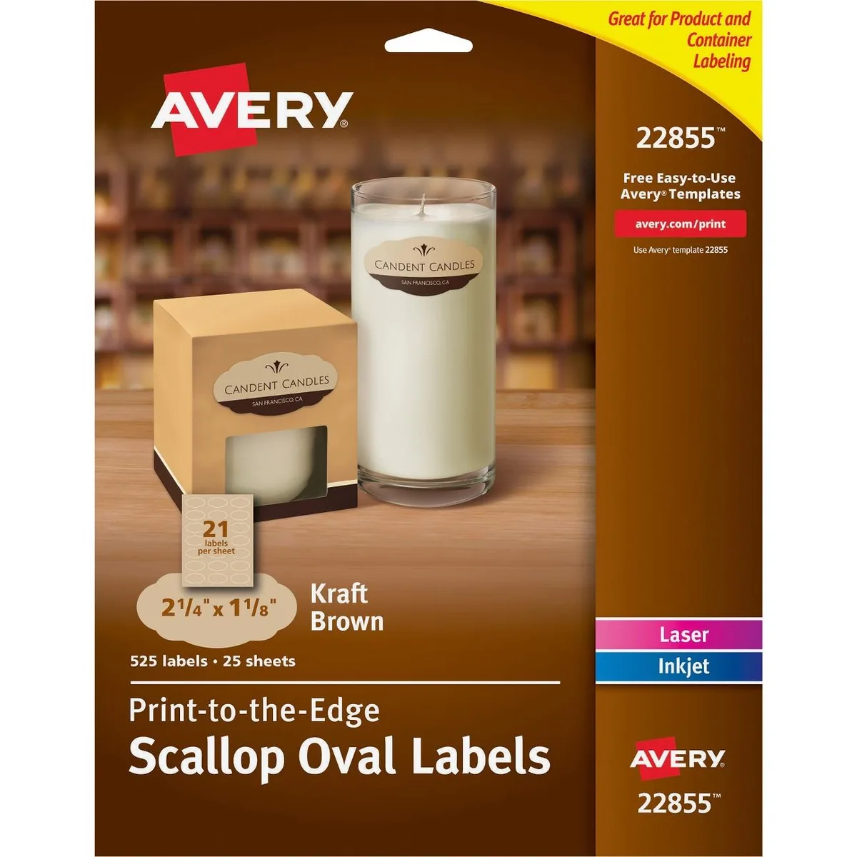 Avery Avery 22855 Kraft Brown Scalloped Labels 525 Pack — product photo