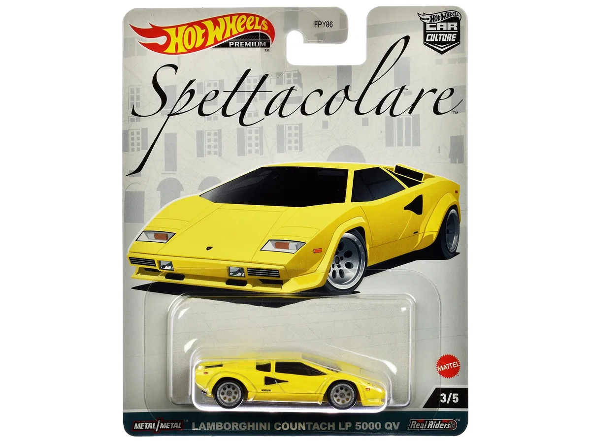 Hot Wheels Hot Wheels Lamborghini Countach LP 5000 QV Yellow "Spettacolare" Diecast Hobby Collectible — product photo