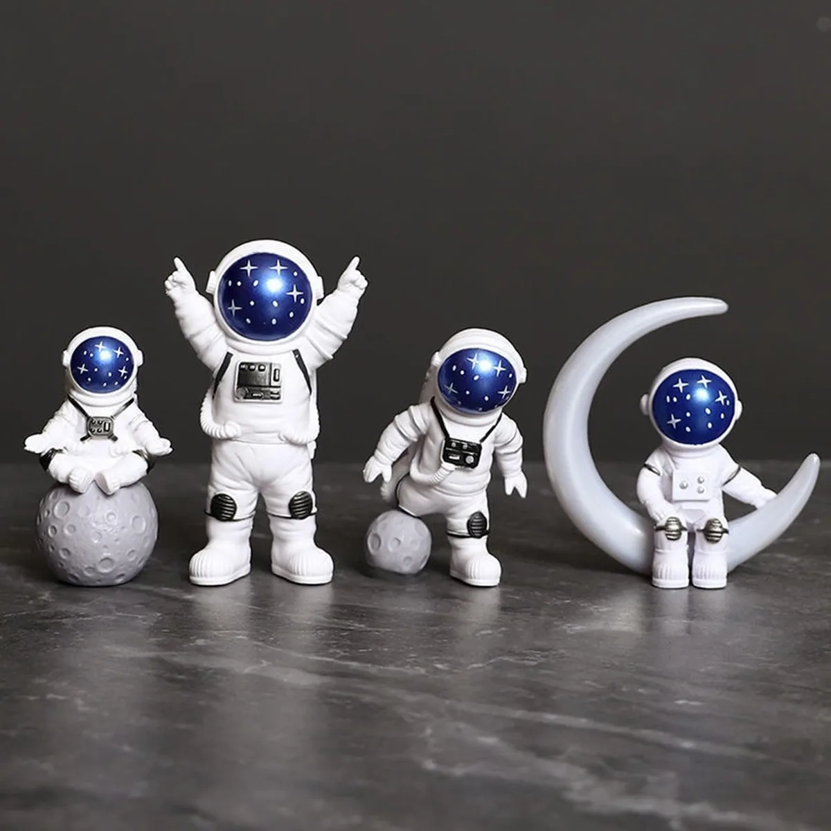  Ni-JASW Blue White Astronaut Statues Set of 4 — product photo