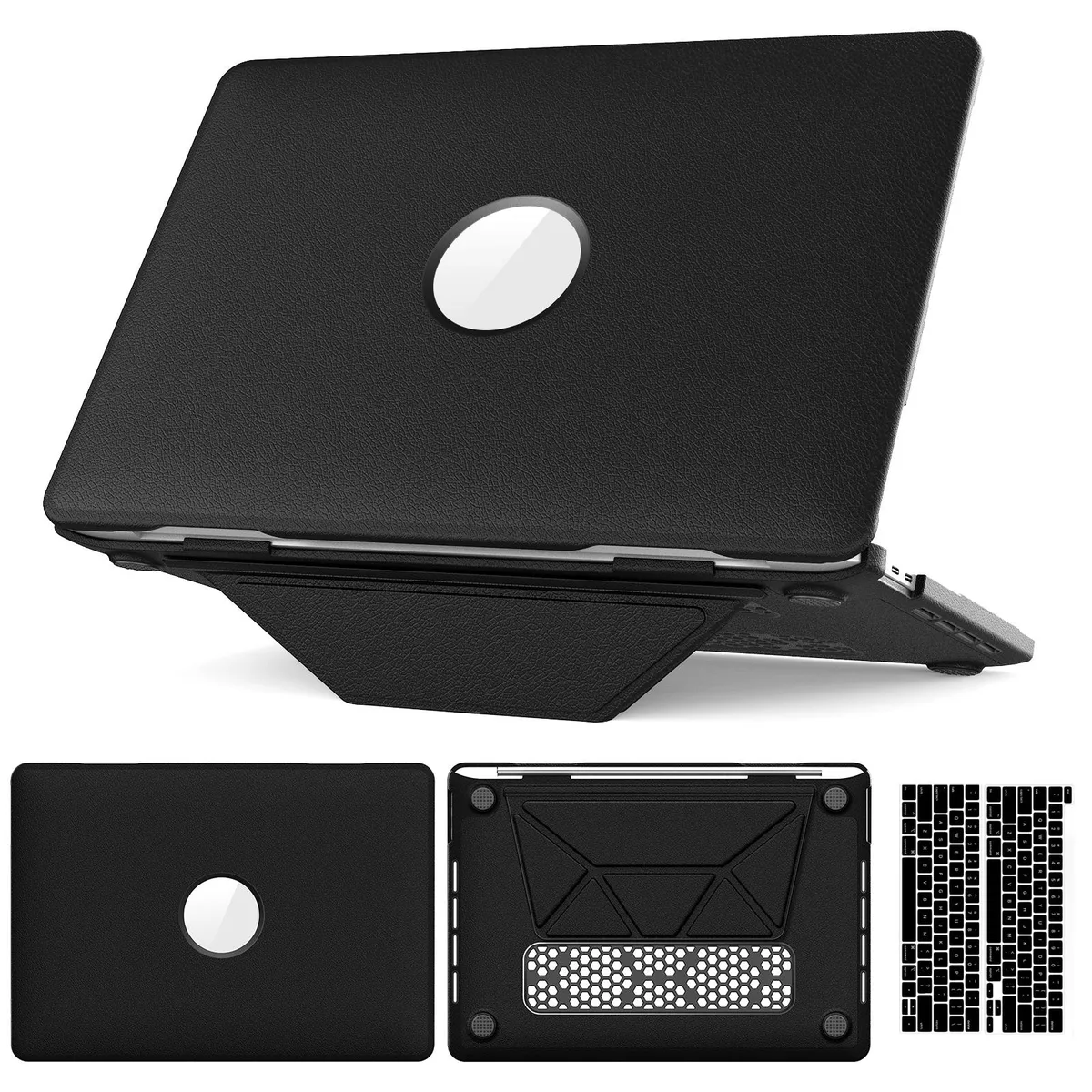 Werleo Werleo 13-inch MacBook Pro 2016-2025 PU Leather Hard Shell Case with Kickstand &amp; Keyboard Covers Black — product photo