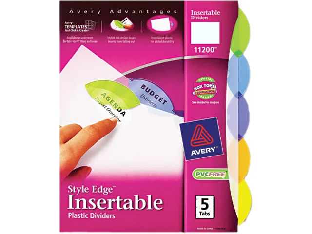 Avery Avery 11200 5-Tab Insertable Plastic Dividers Letter 11 x 8.5 — product photo
