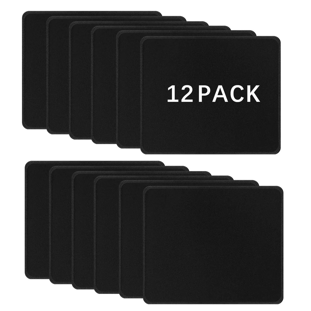  Anpuimult 12 PCS Black Mouse Pad 10.2x8.3in 3mm Stitched Edge — product photo