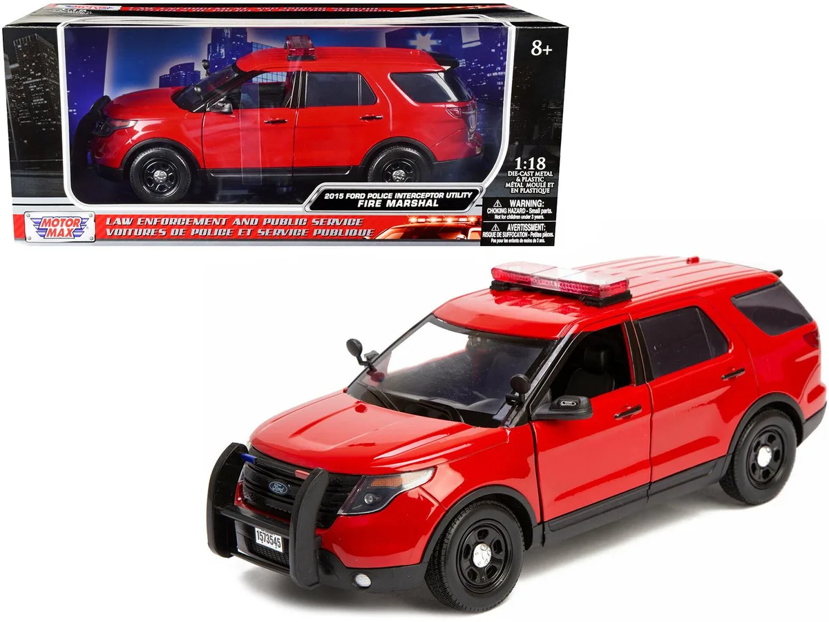 MOTORMAX MOTORMAX 2015 Ford Police Interceptor Utility "Fire Marshal" Plain Red 1/18 Diecast Model Car — product photo